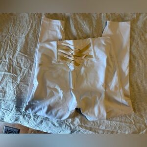 Fabletics White Leggings with Gold Accents